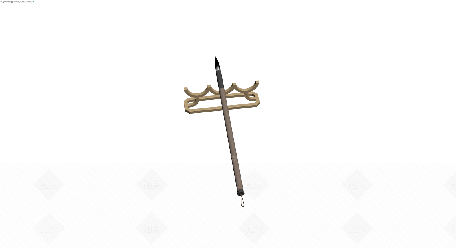 毛笔与笔架组合3D模型下载【ID:1230782049】
