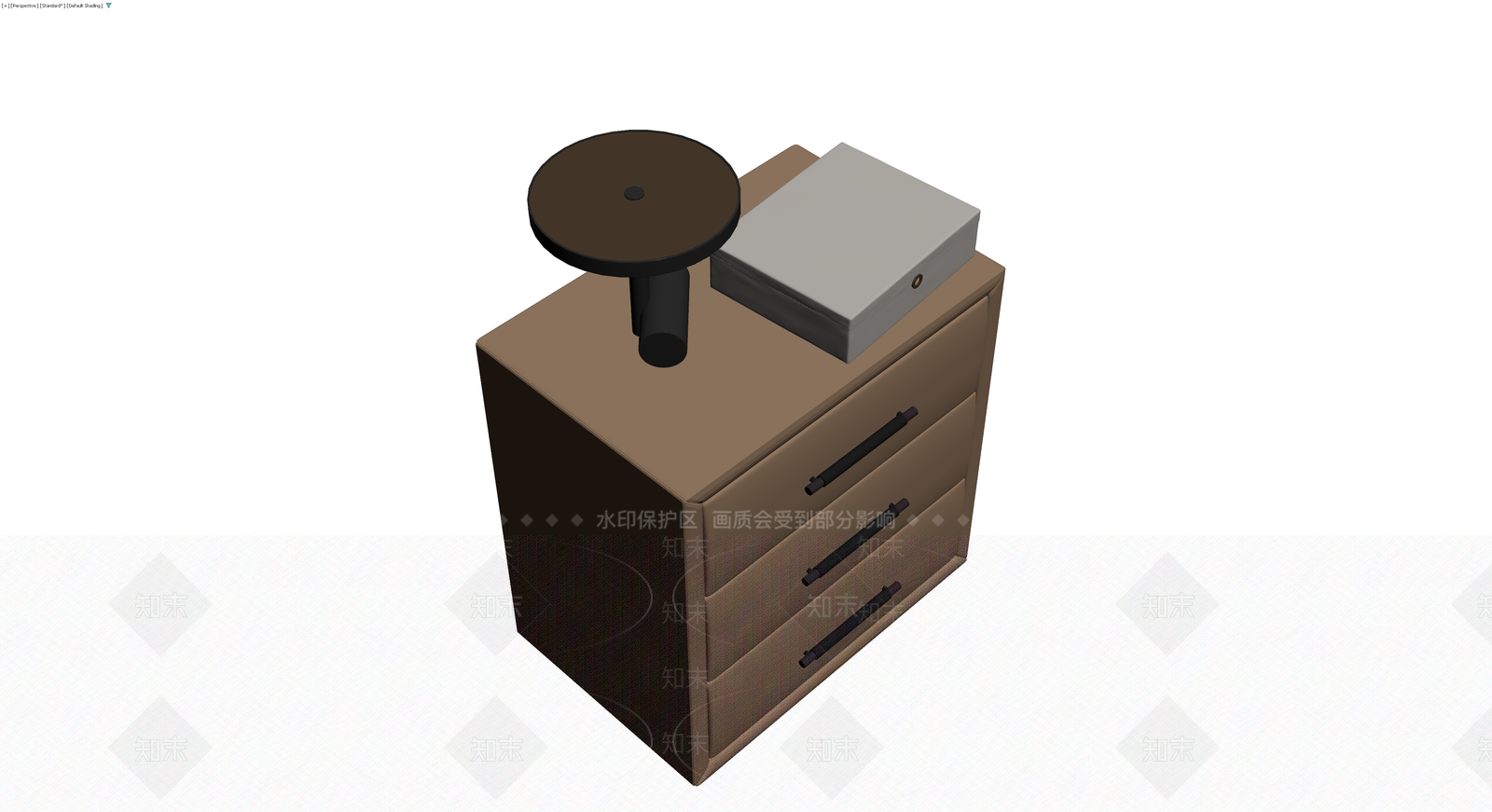 三斗柜配台灯饰品3D模型下载【ID:1230099369】