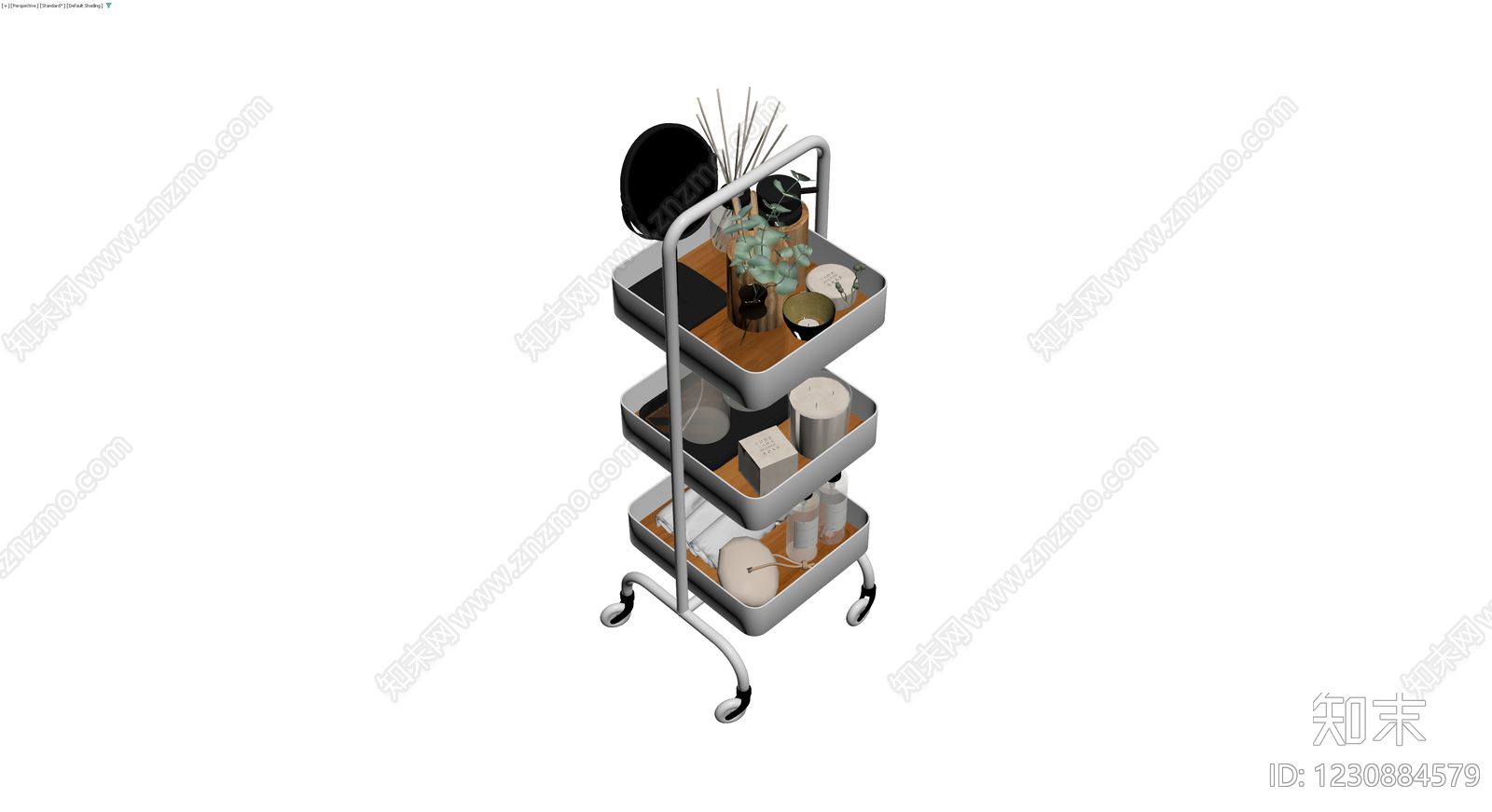 三层带轮置物架组合3D模型下载【ID:1230884579】