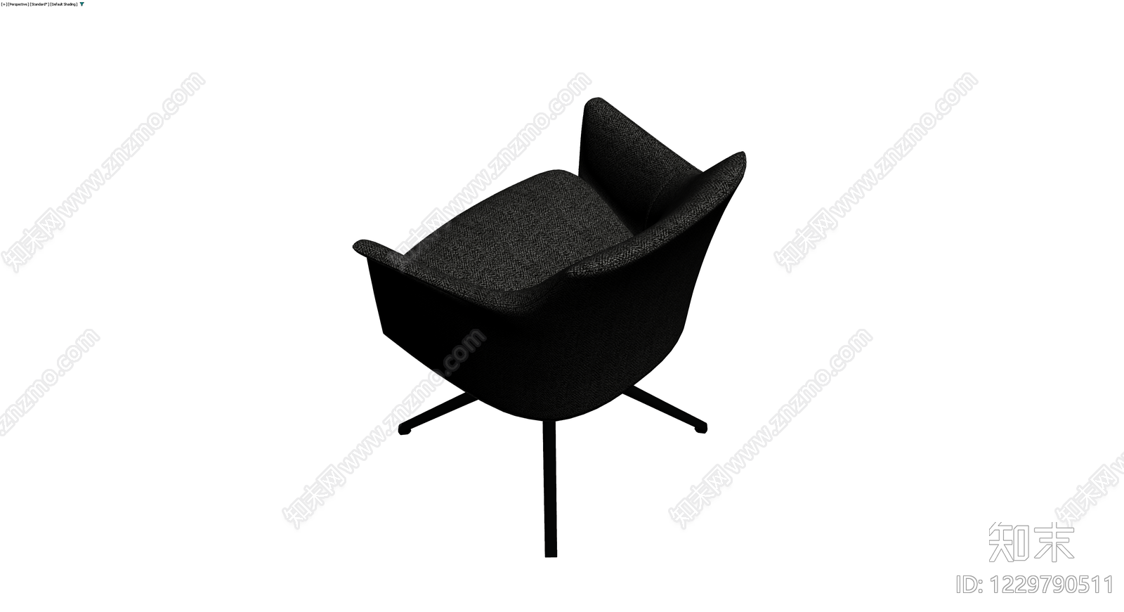 深灰布艺旋转扶手椅3D模型下载【ID:1229790511】