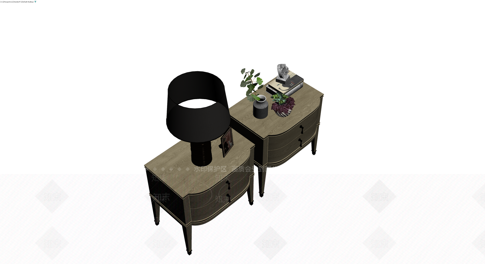现代风格双抽屉边柜组合3D模型下载【ID:1229958176】