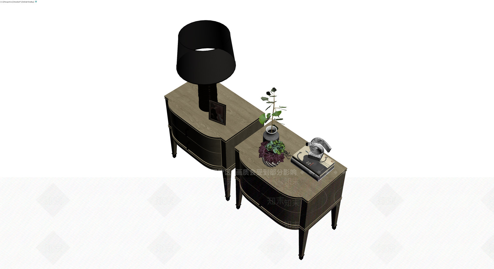 现代风格双抽屉边柜组合3D模型下载【ID:1229958176】