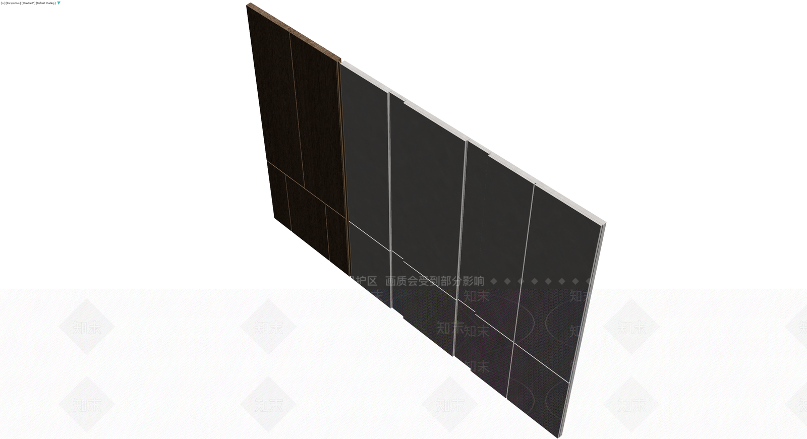 木纹与石材组合墙板模块3D模型下载【ID:1230595943】