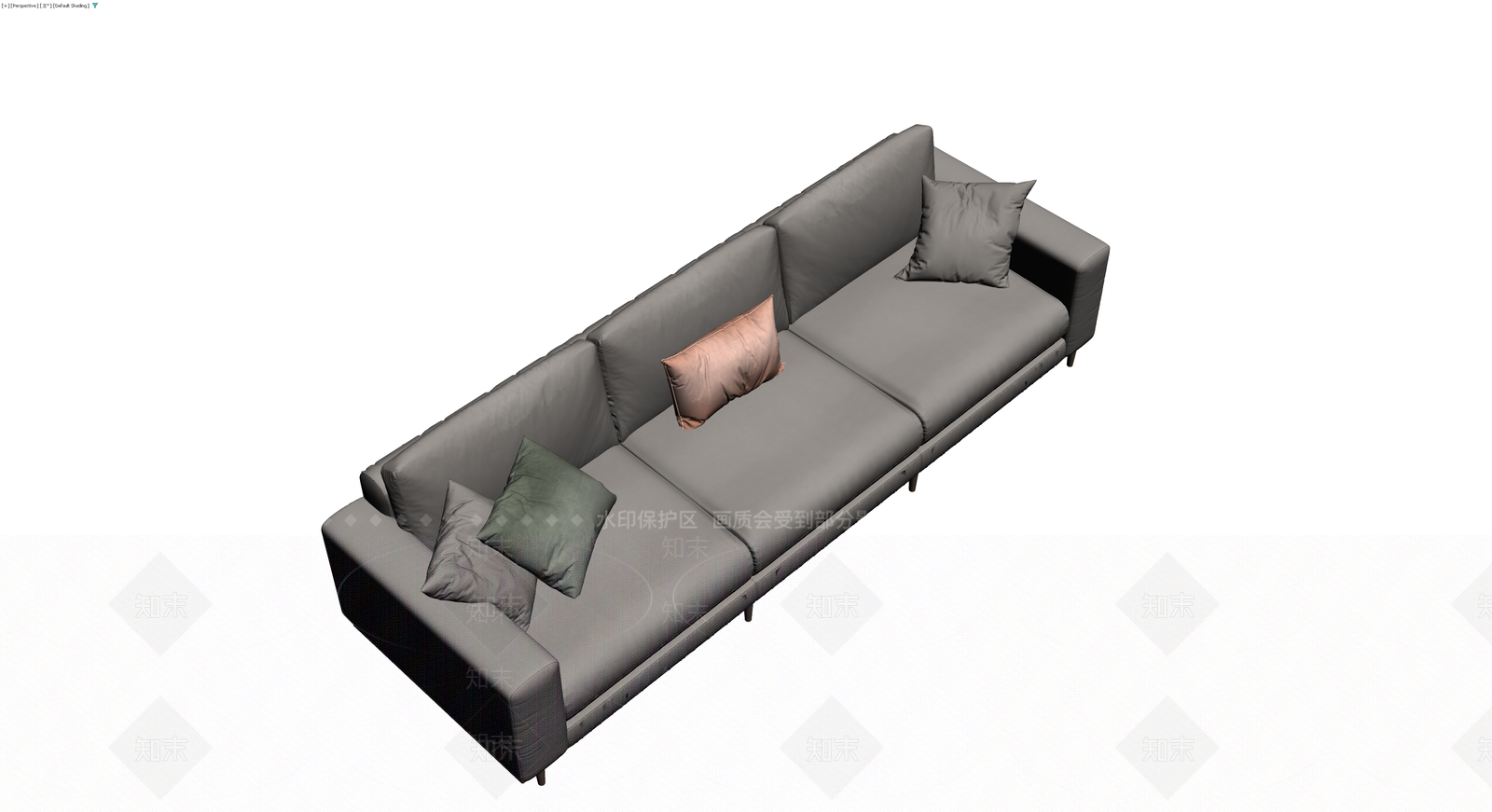 灰色三人位布艺沙发3D模型下载【ID:1230364758】