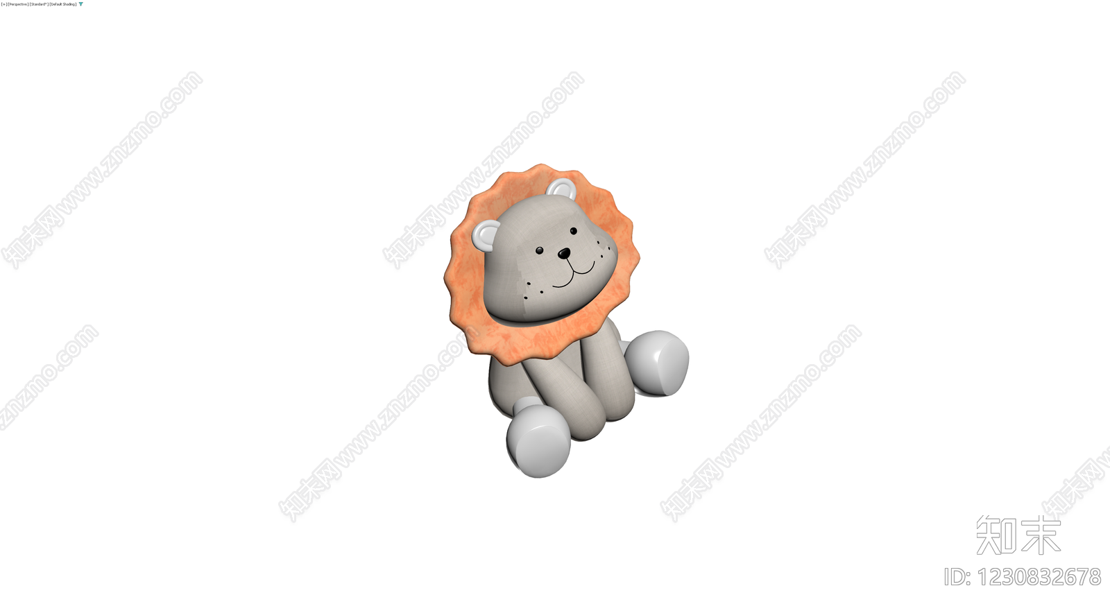 卡通狮子毛绒玩具3D模型下载【ID:1230832678】