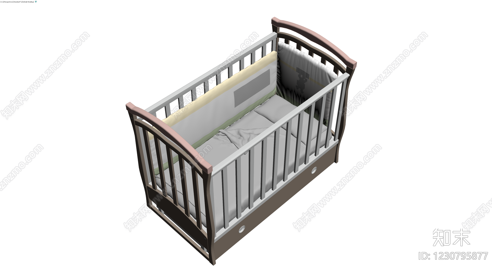 带储物床架及床品3D模型下载【ID:1230795877】