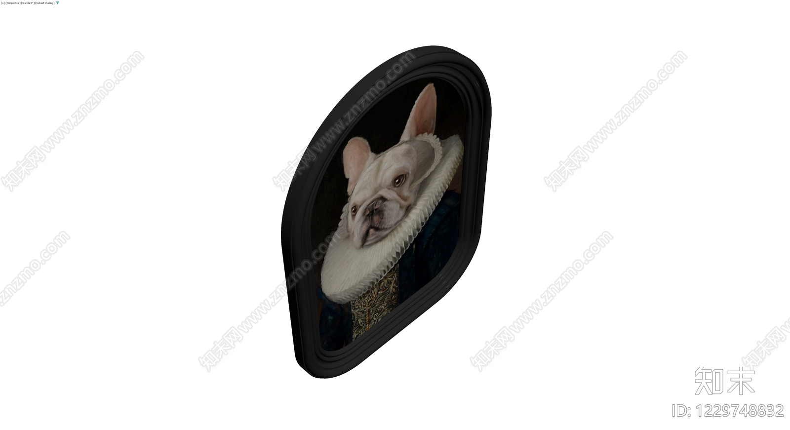 复古框法式斗牛犬挂画3D模型下载【ID:1229748832】