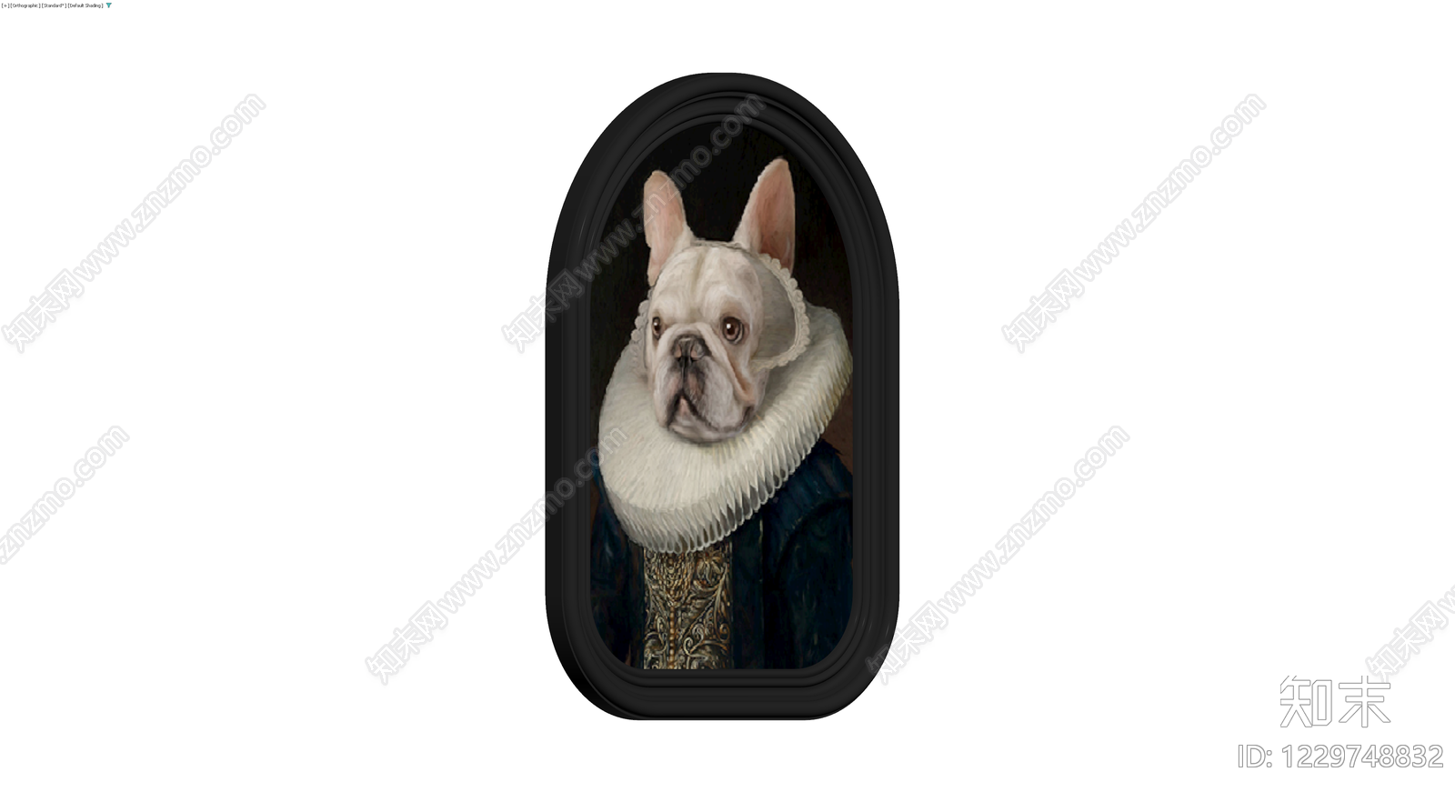 复古框法式斗牛犬挂画3D模型下载【ID:1229748832】