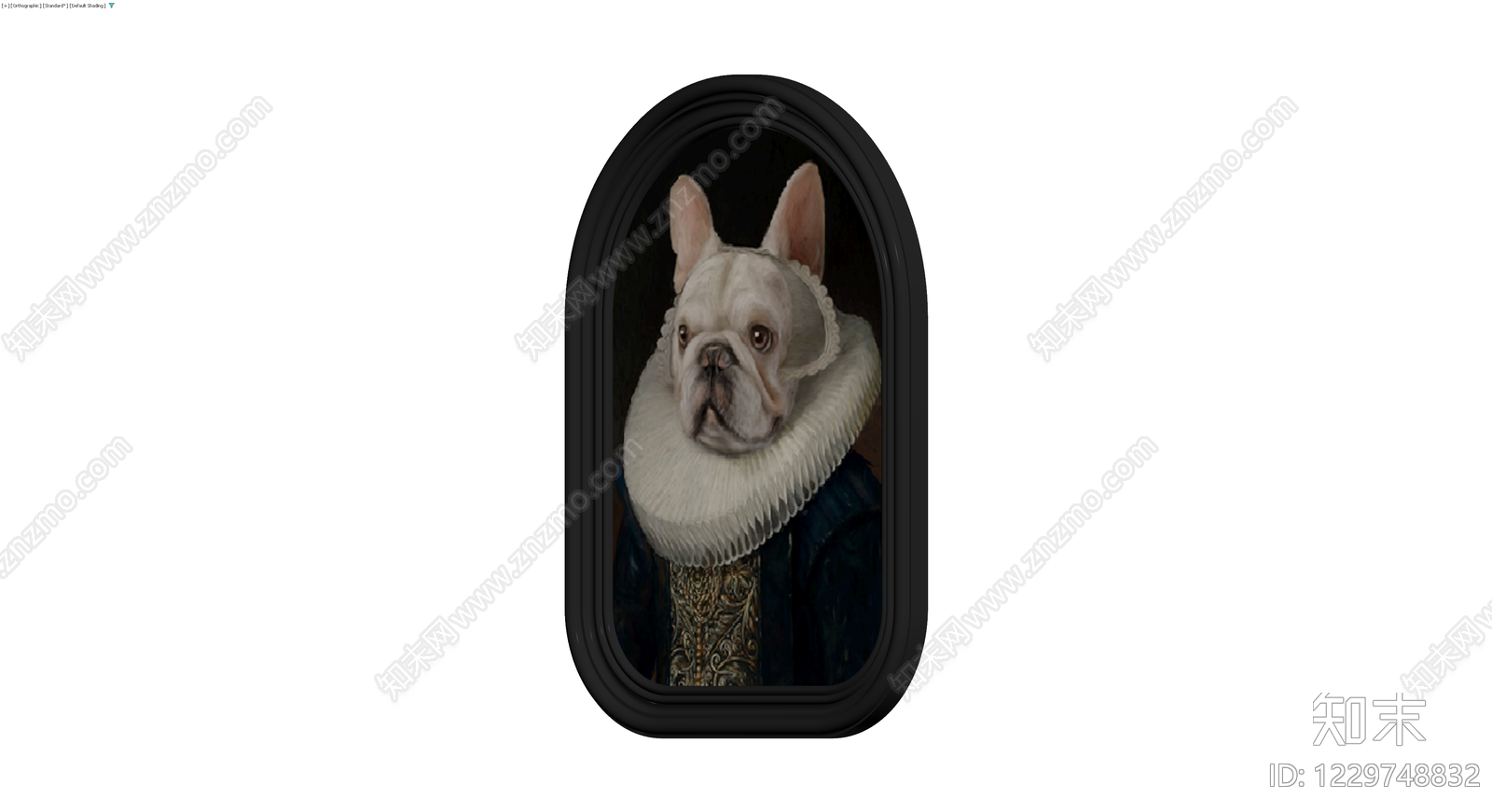 复古框法式斗牛犬挂画3D模型下载【ID:1229748832】