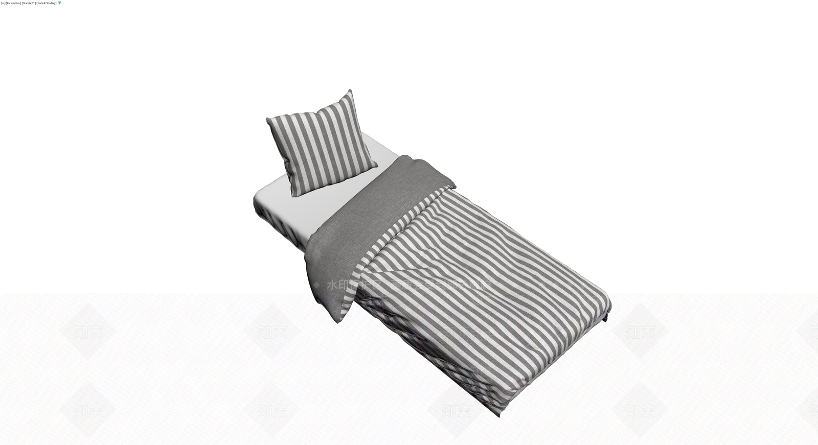 条纹布艺床具组合3D模型下载【ID:1230609471】