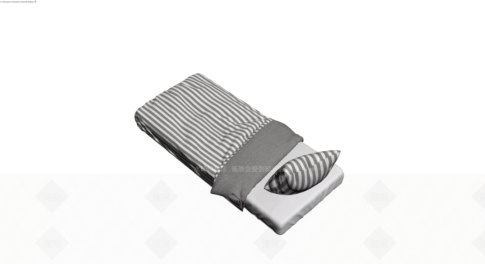 条纹布艺床具组合3D模型下载【ID:1230609471】