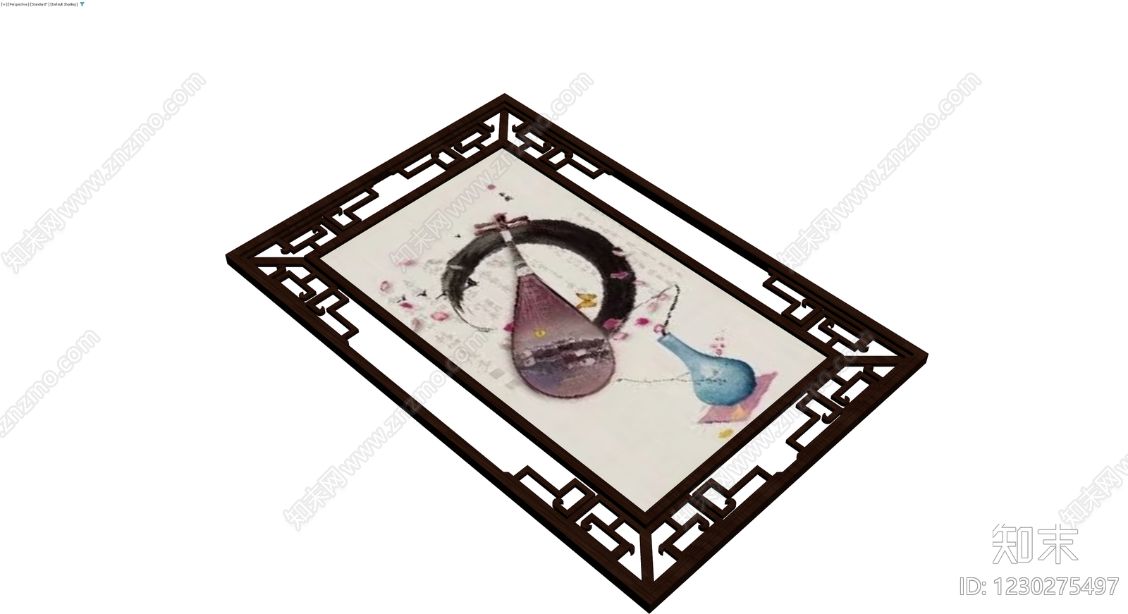 中式镂空框挂画3D模型下载【ID:1230275497】