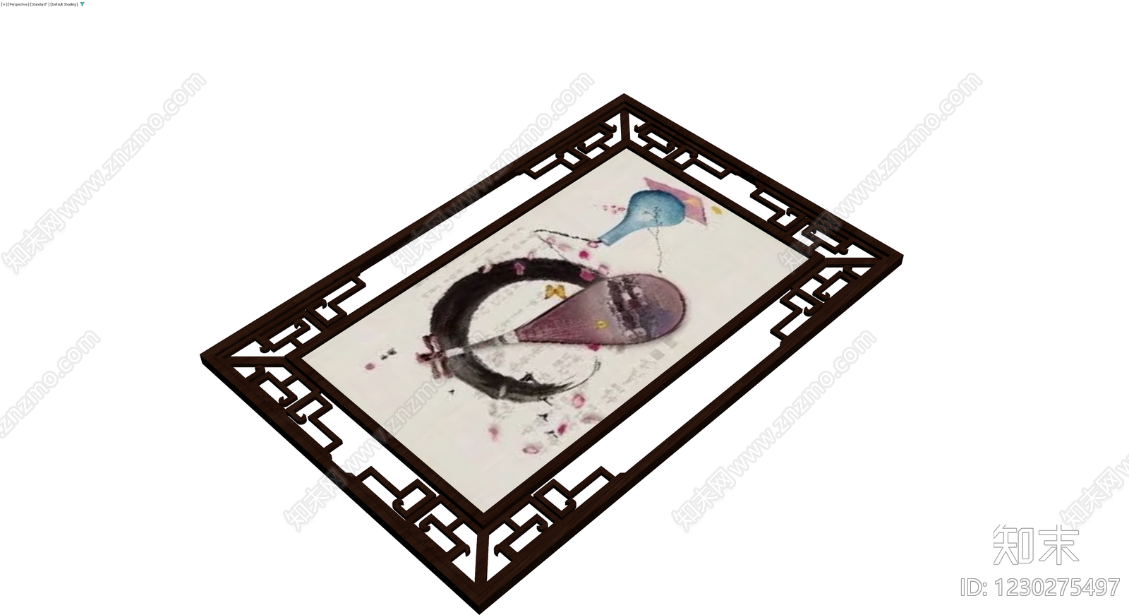 中式镂空框挂画3D模型下载【ID:1230275497】