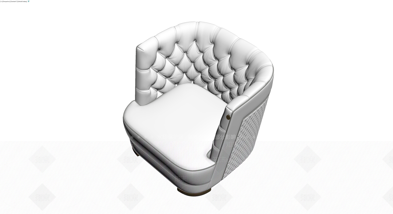白色拉扣单人沙发3D模型下载【ID:1230598618】