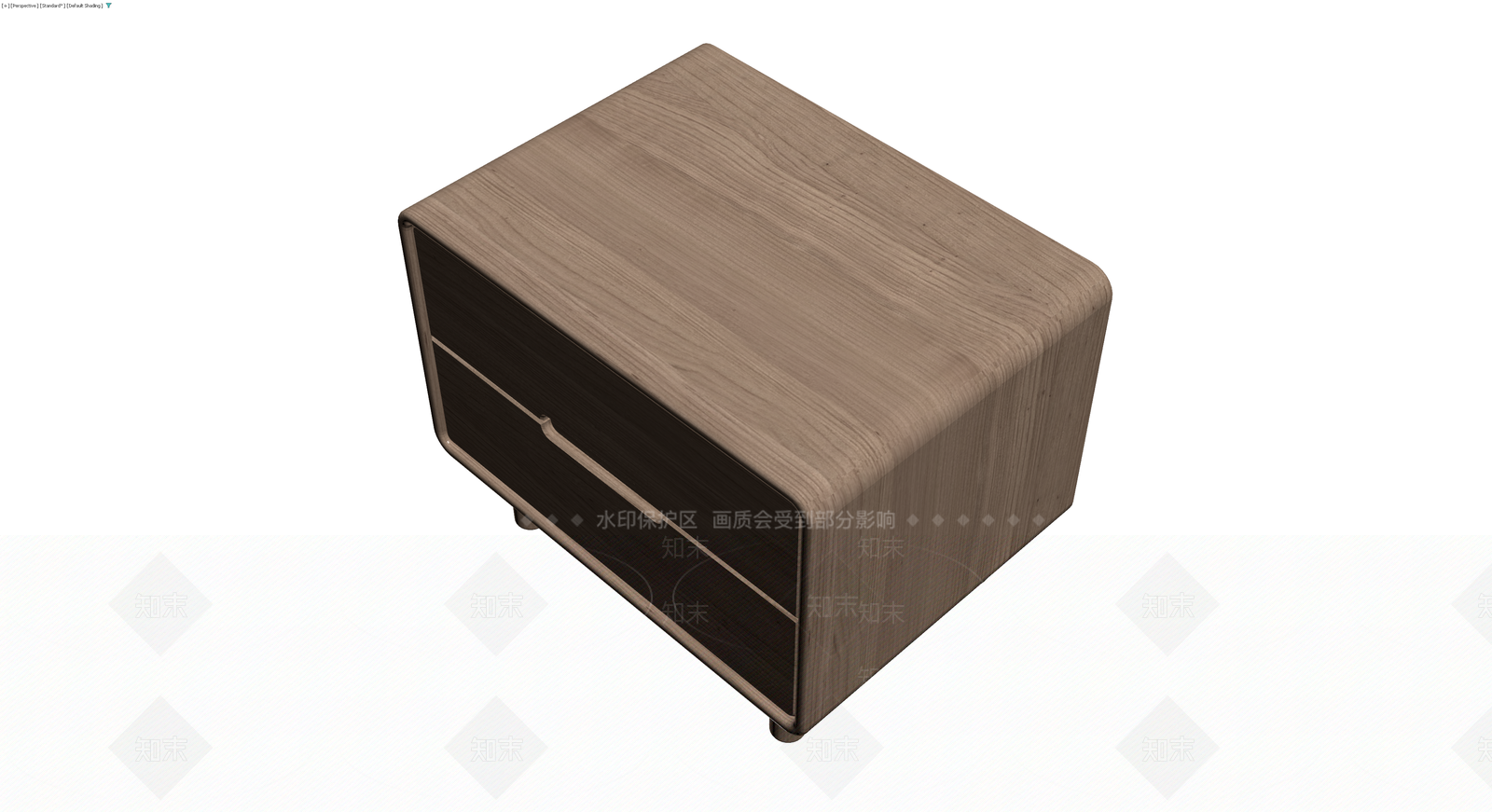 木质双抽屉床头柜3D模型下载【ID:1230354918】