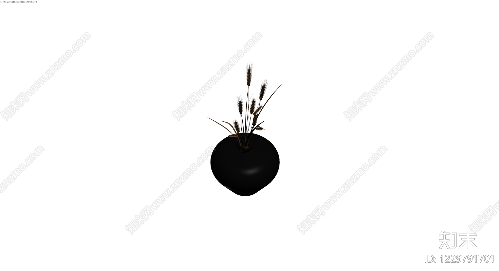 黑色花瓶配麦穗3D模型下载【ID:1229791701】