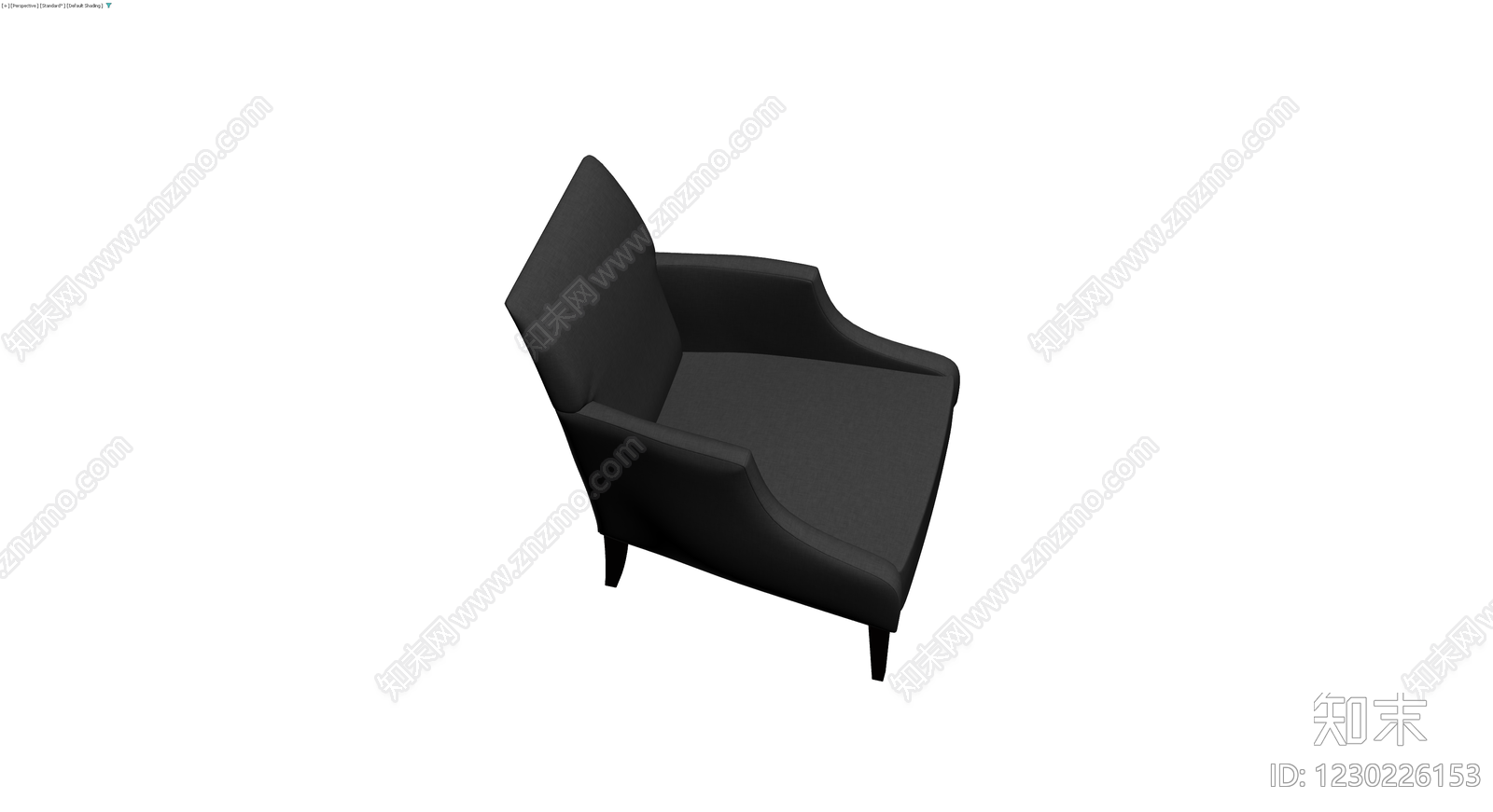 深灰色布艺扶手椅3D模型下载【ID:1230226153】