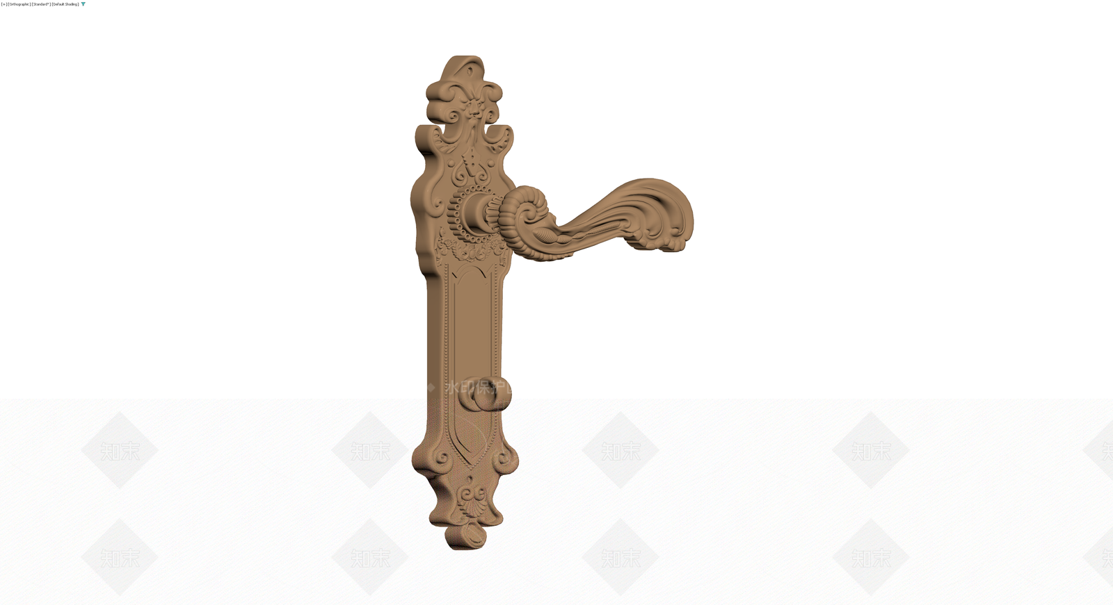 欧式复古雕花门把手3D模型下载【ID:1230429478】