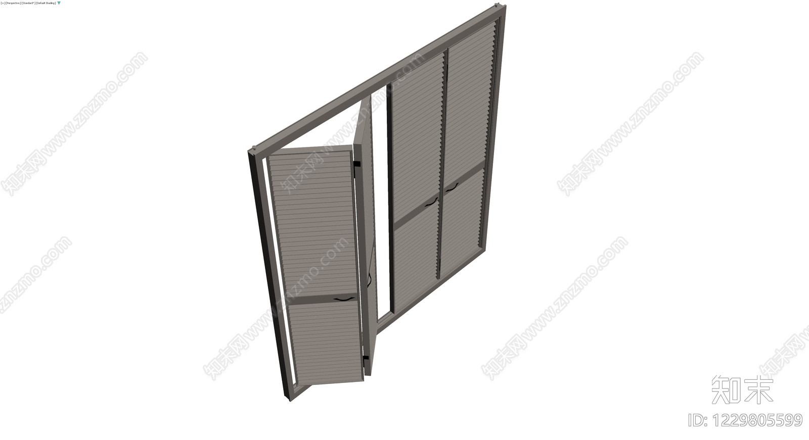 灰色百叶门组合柜体3D模型下载【ID:1229805599】
