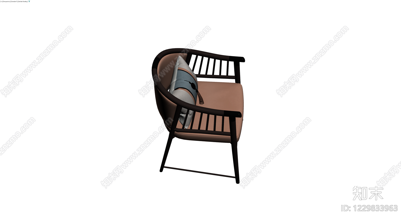 深色木质软包扶手椅3D模型下载【ID:1229833963】