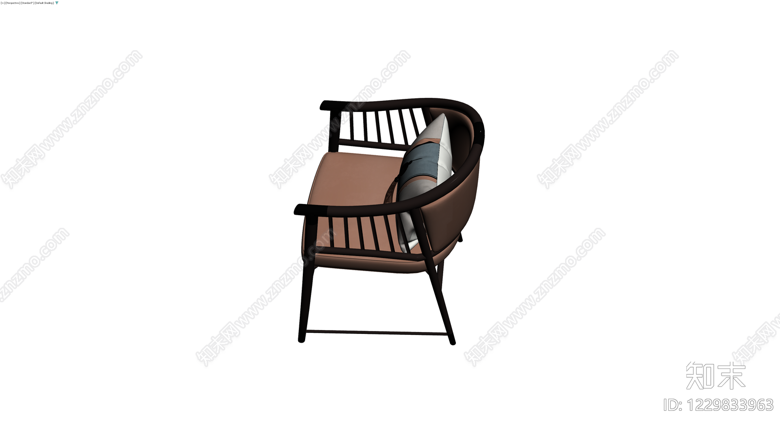 深色木质软包扶手椅3D模型下载【ID:1229833963】