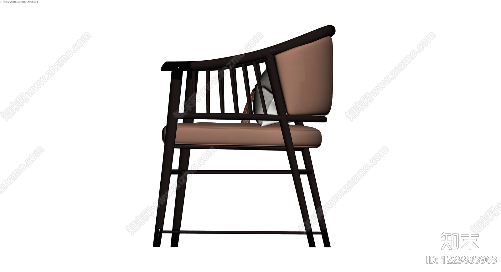 深色木质软包扶手椅3D模型下载【ID:1229833963】