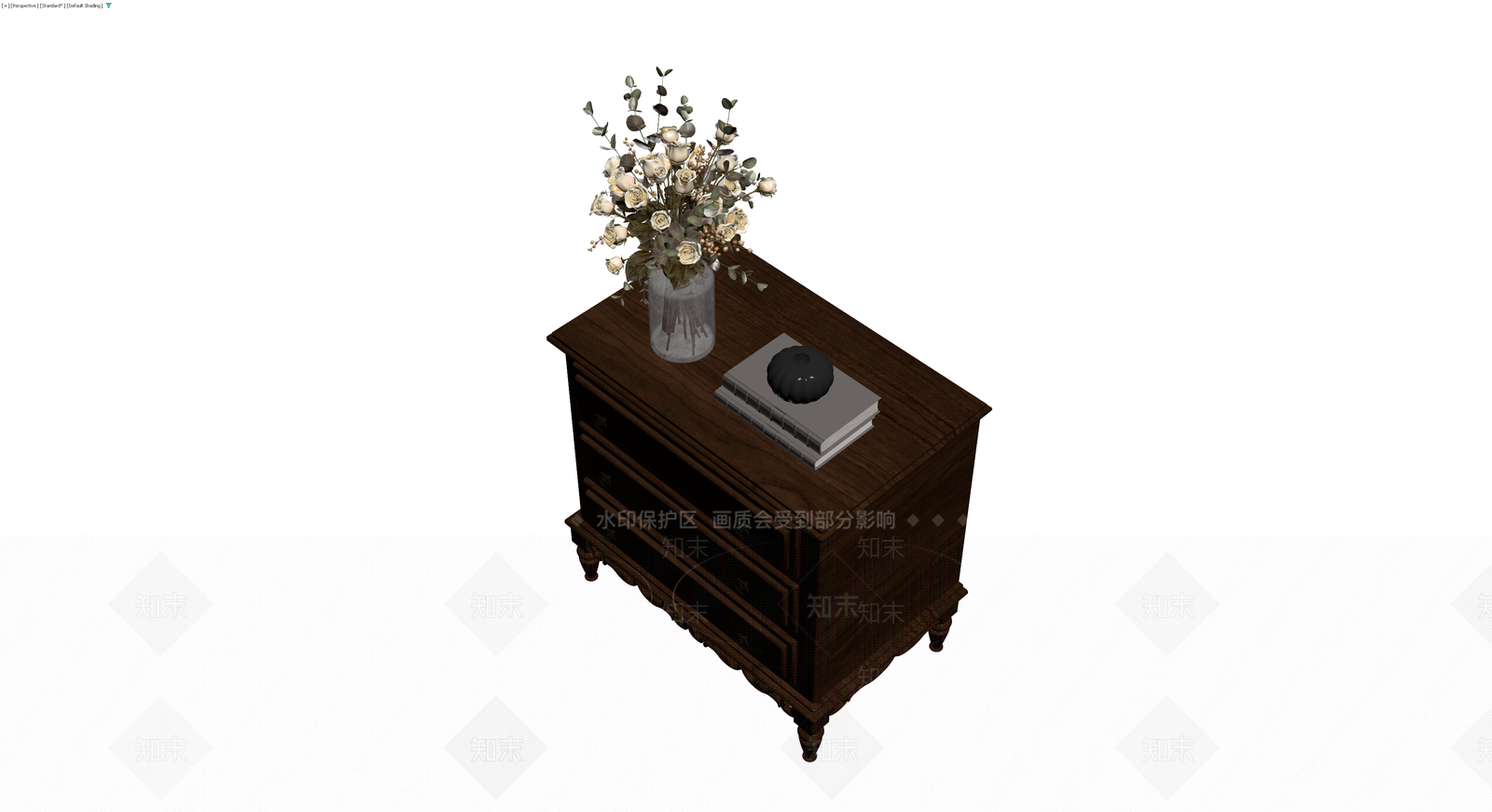 深色木质床头柜组合3D模型下载【ID:1229872983】