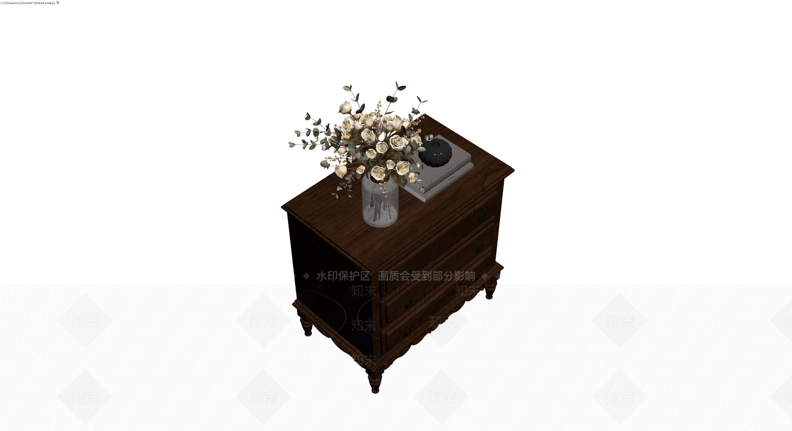 深色木质床头柜组合3D模型下载【ID:1229872983】