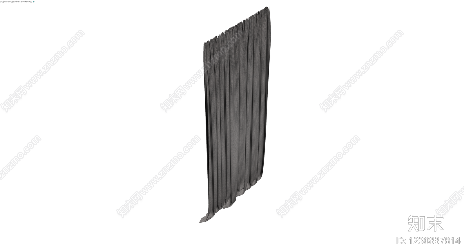灰色褶皱布艺窗帘3D模型下载【ID:1230837814】