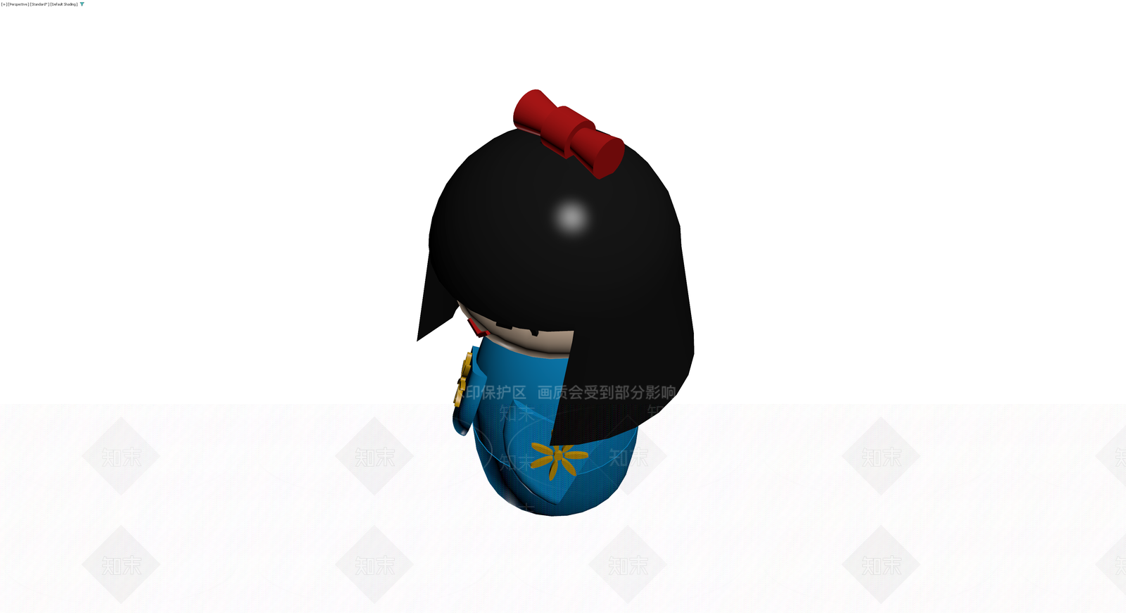 蓝色和服人偶3D模型下载【ID:1230336962】