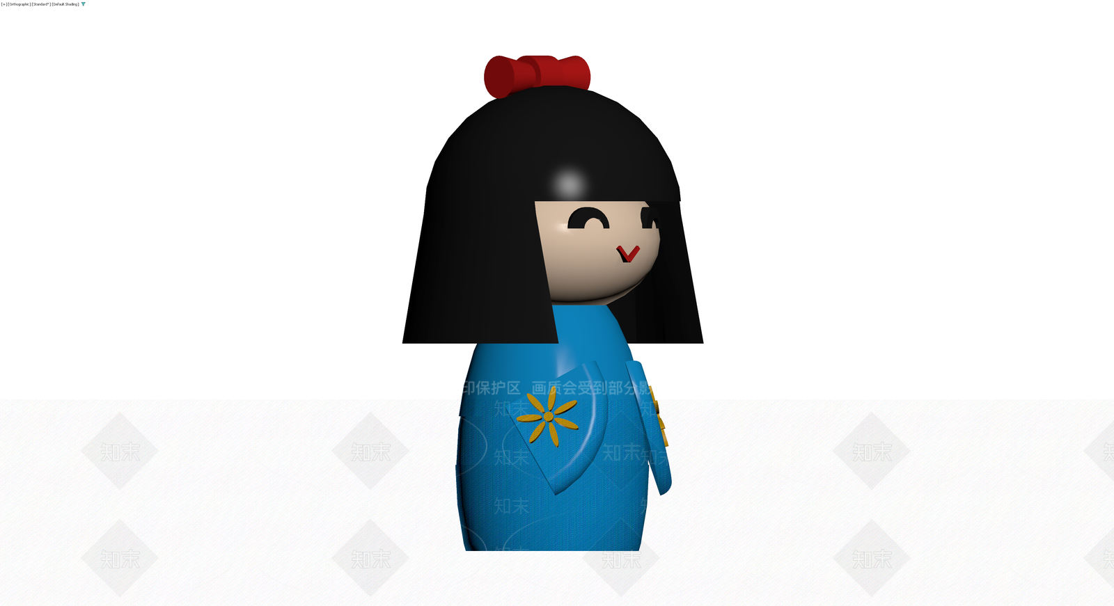 蓝色和服人偶3D模型下载【ID:1230336962】