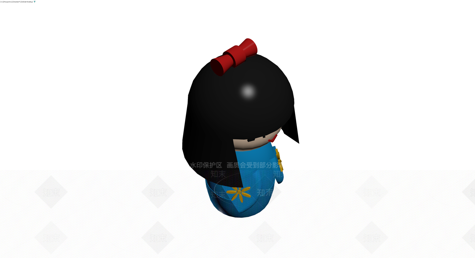蓝色和服人偶3D模型下载【ID:1230336962】
