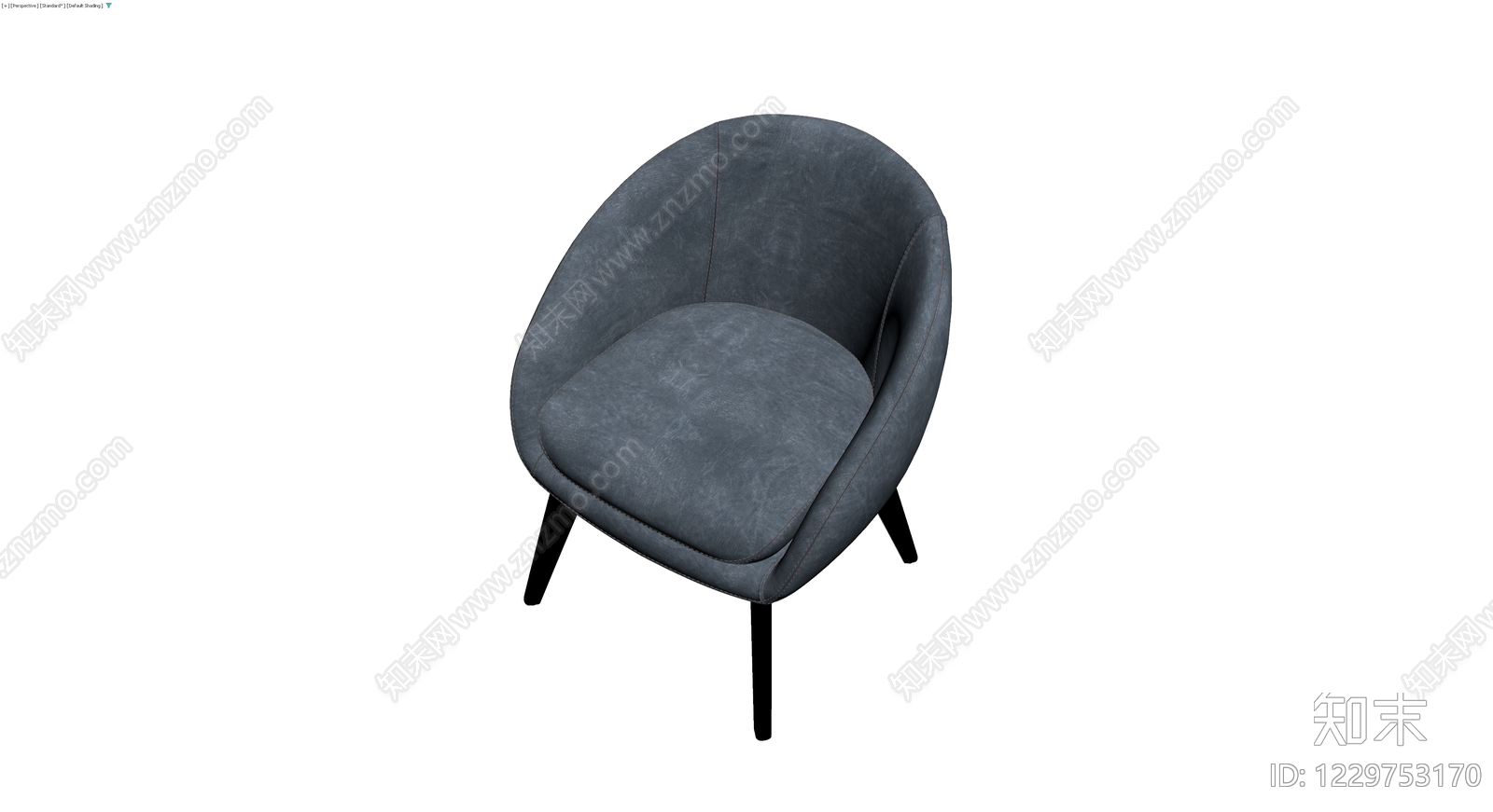 现代深灰布艺休闲椅3D模型下载【ID:1229753170】