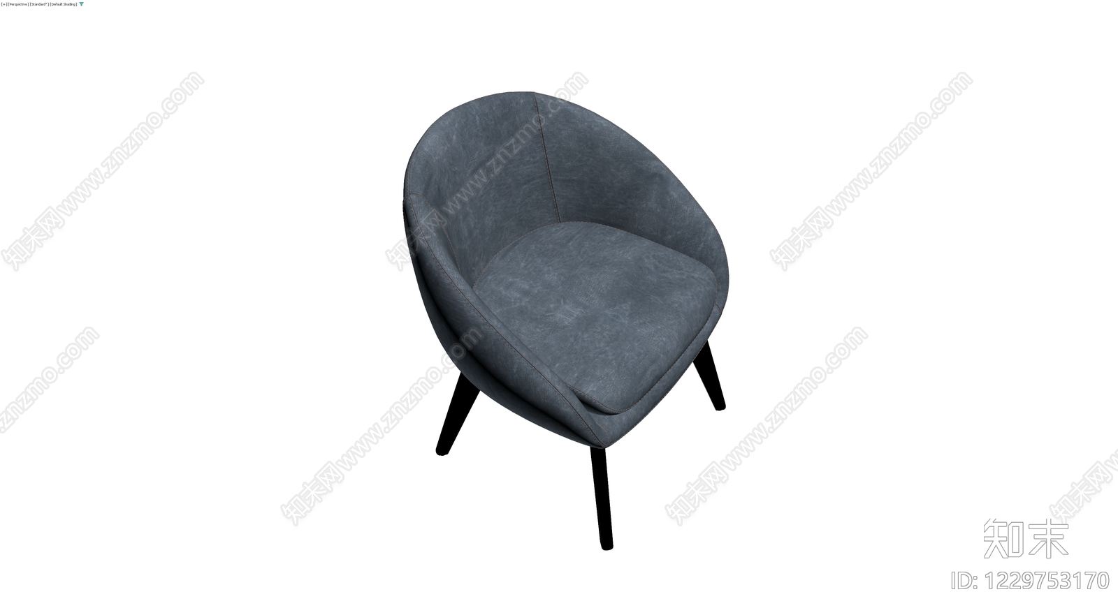 现代深灰布艺休闲椅3D模型下载【ID:1229753170】