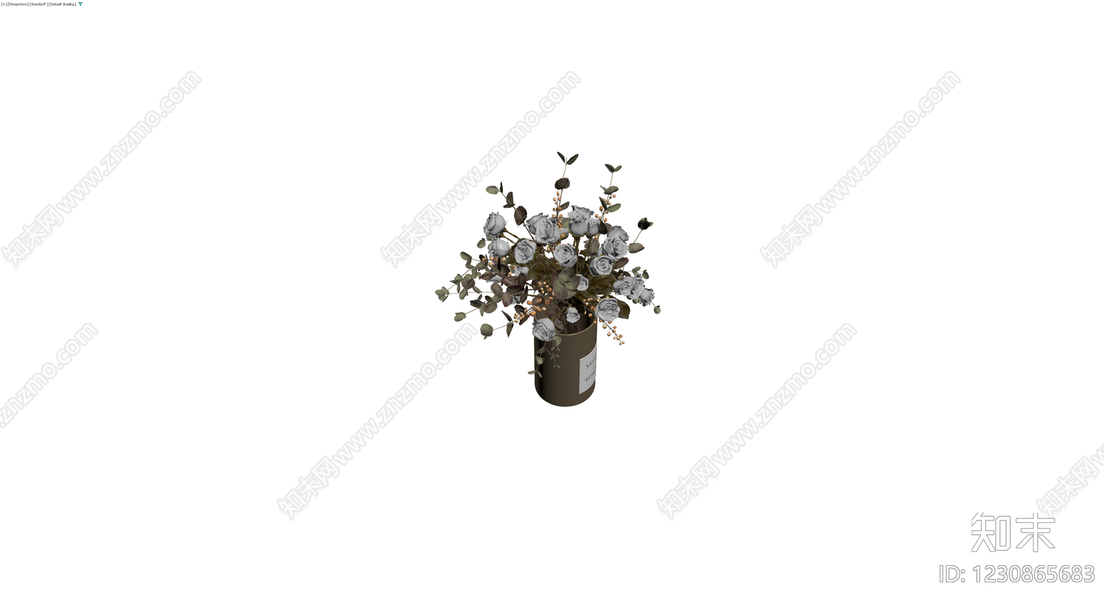 复古灰玫瑰盆栽3D模型下载【ID:1230865683】