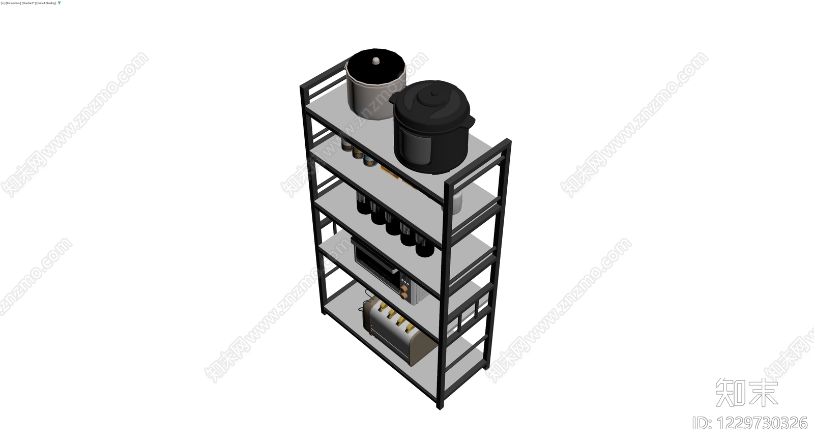 厨房置物架及厨具组合3D模型下载【ID:1229730326】