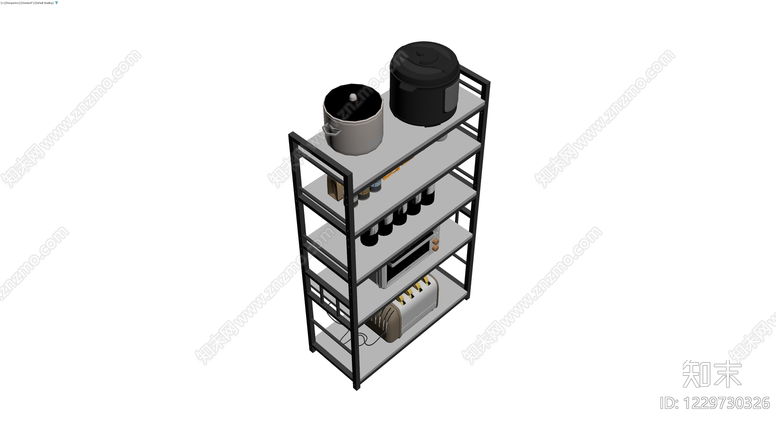 厨房置物架及厨具组合3D模型下载【ID:1229730326】