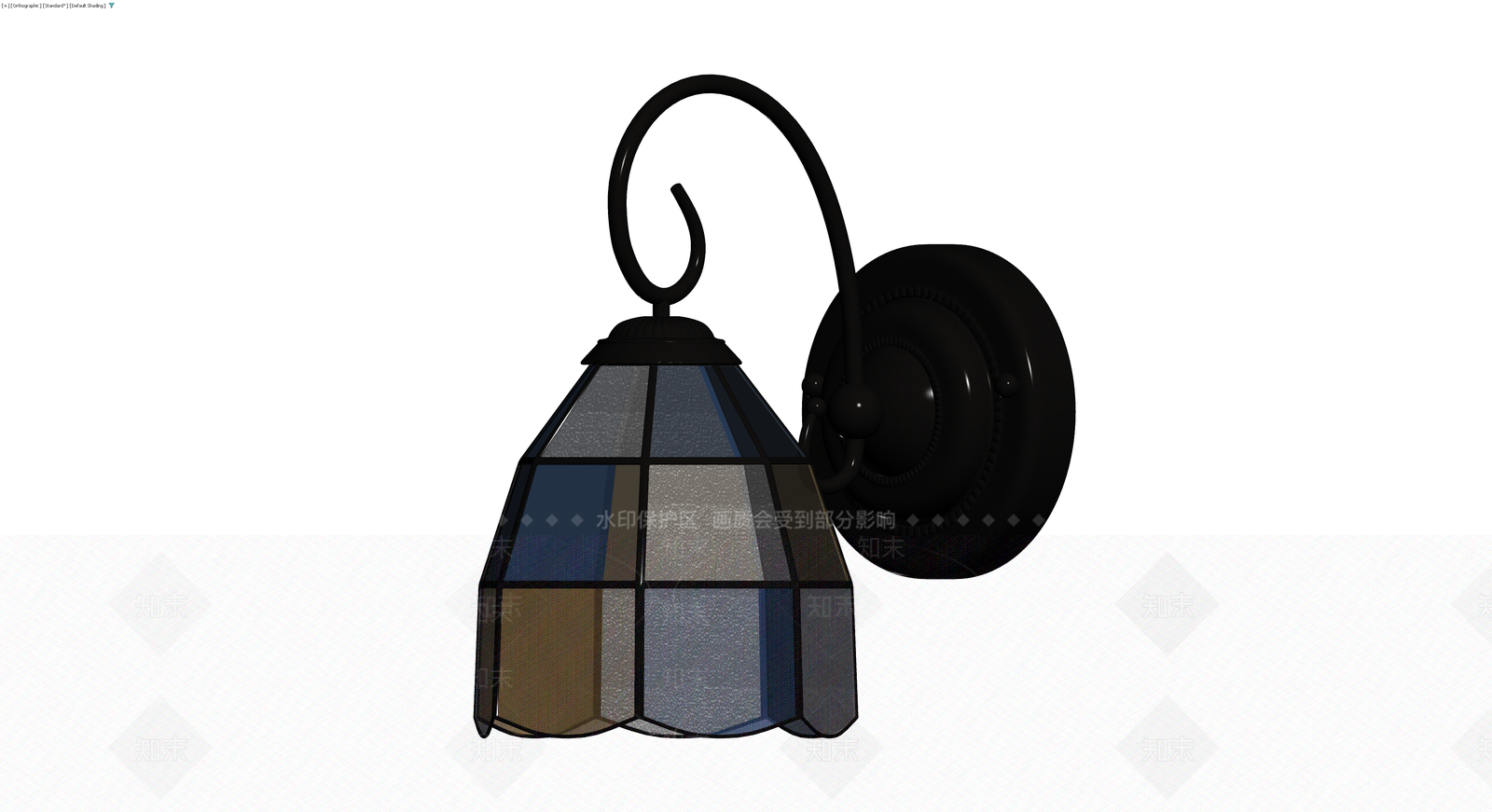复古彩绘玻璃壁灯3D模型下载【ID:1230673328】