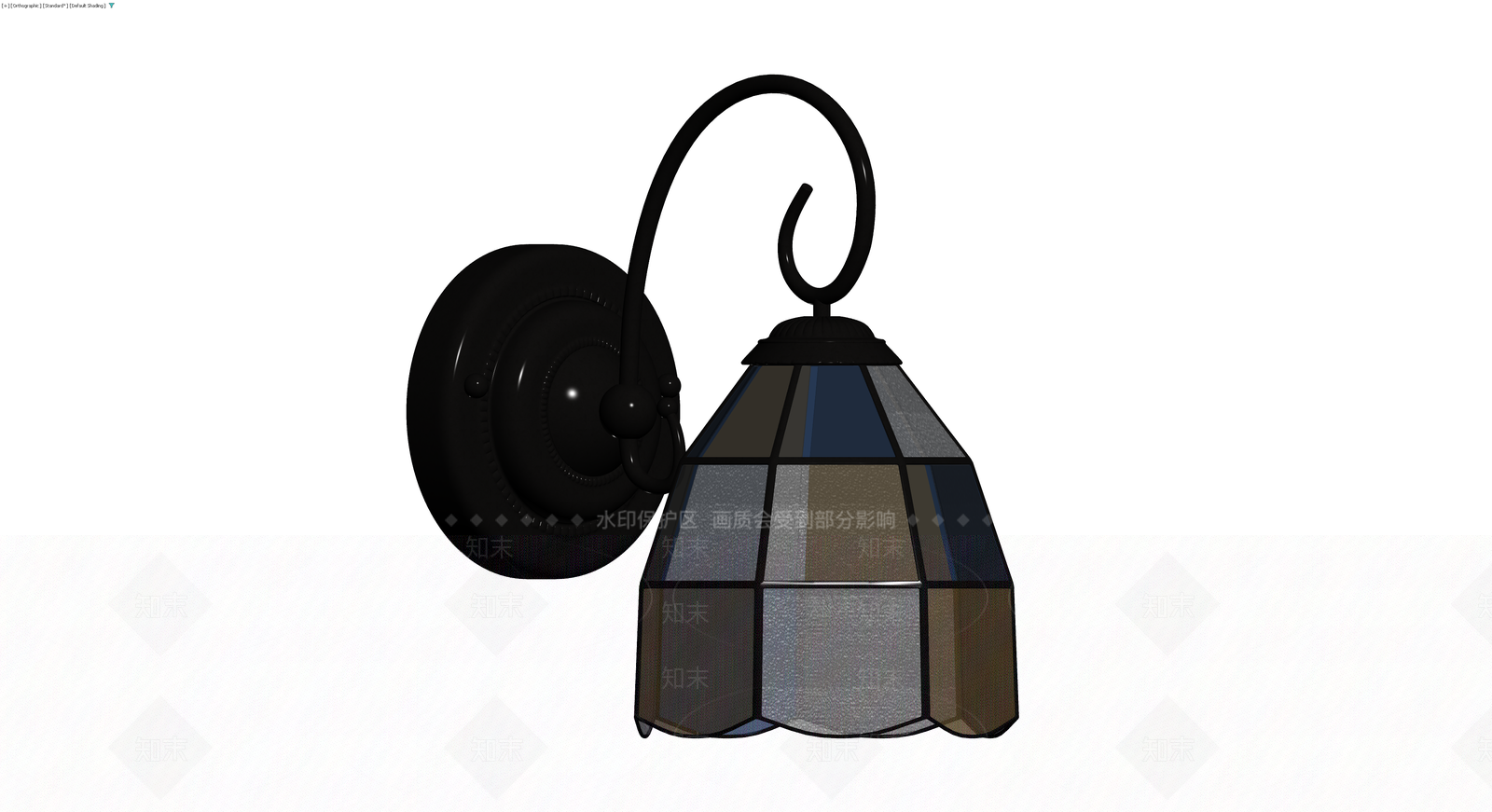 复古彩绘玻璃壁灯3D模型下载【ID:1230673328】