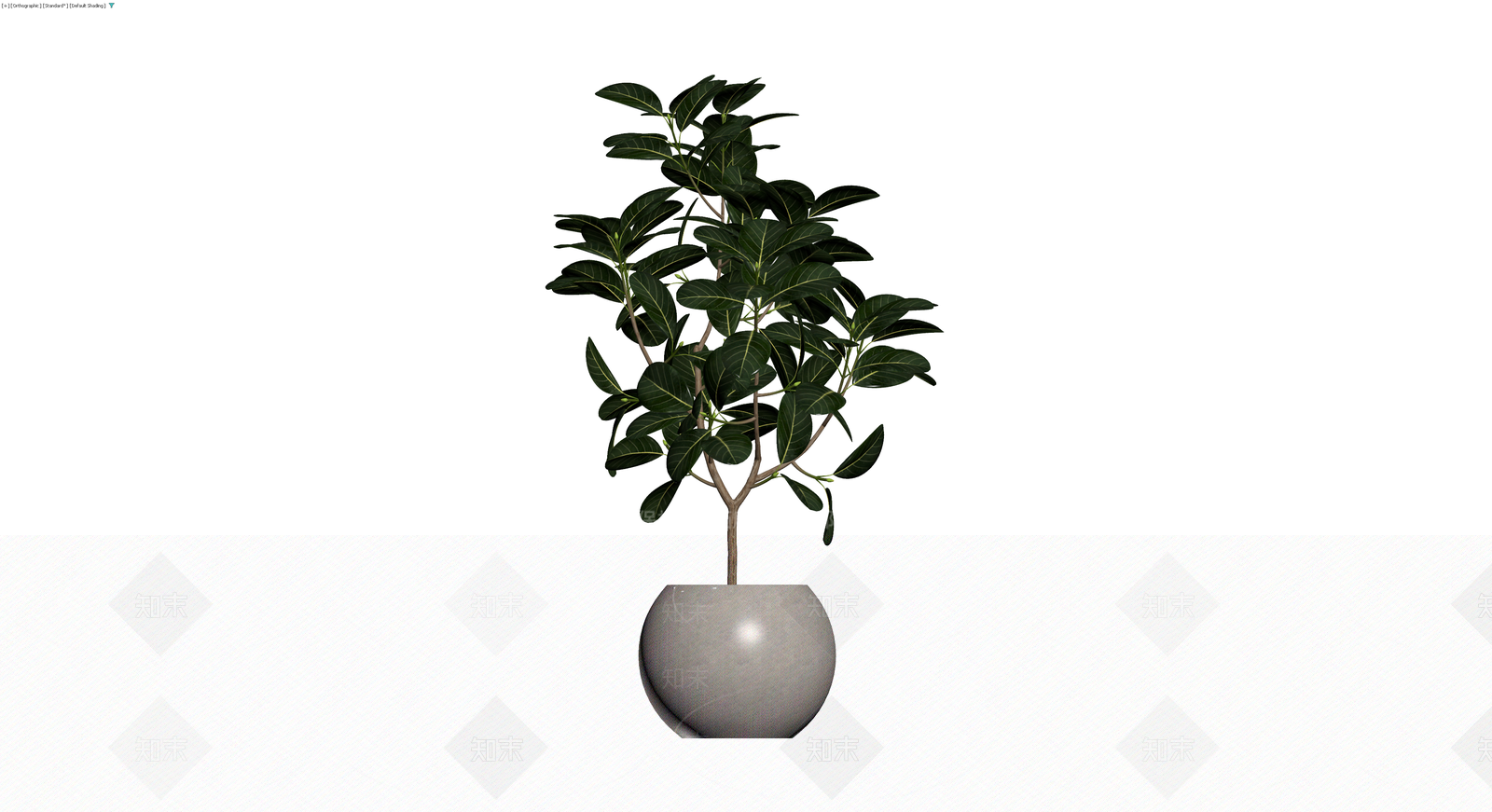 圆形灰盆绿植盆栽3D模型下载【ID:1230723243】