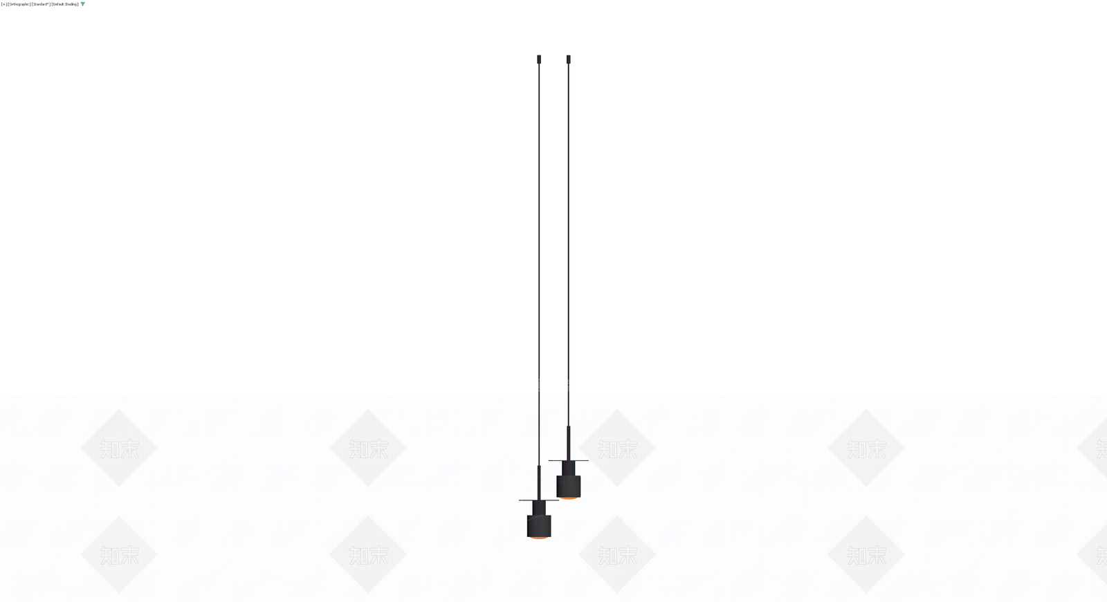 黑色双头吊灯3D模型下载【ID:1230392657】
