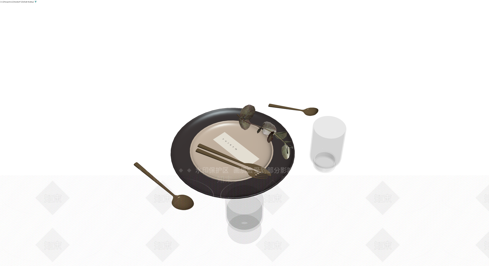 现代风格餐具组合3D模型下载【ID:1229659830】