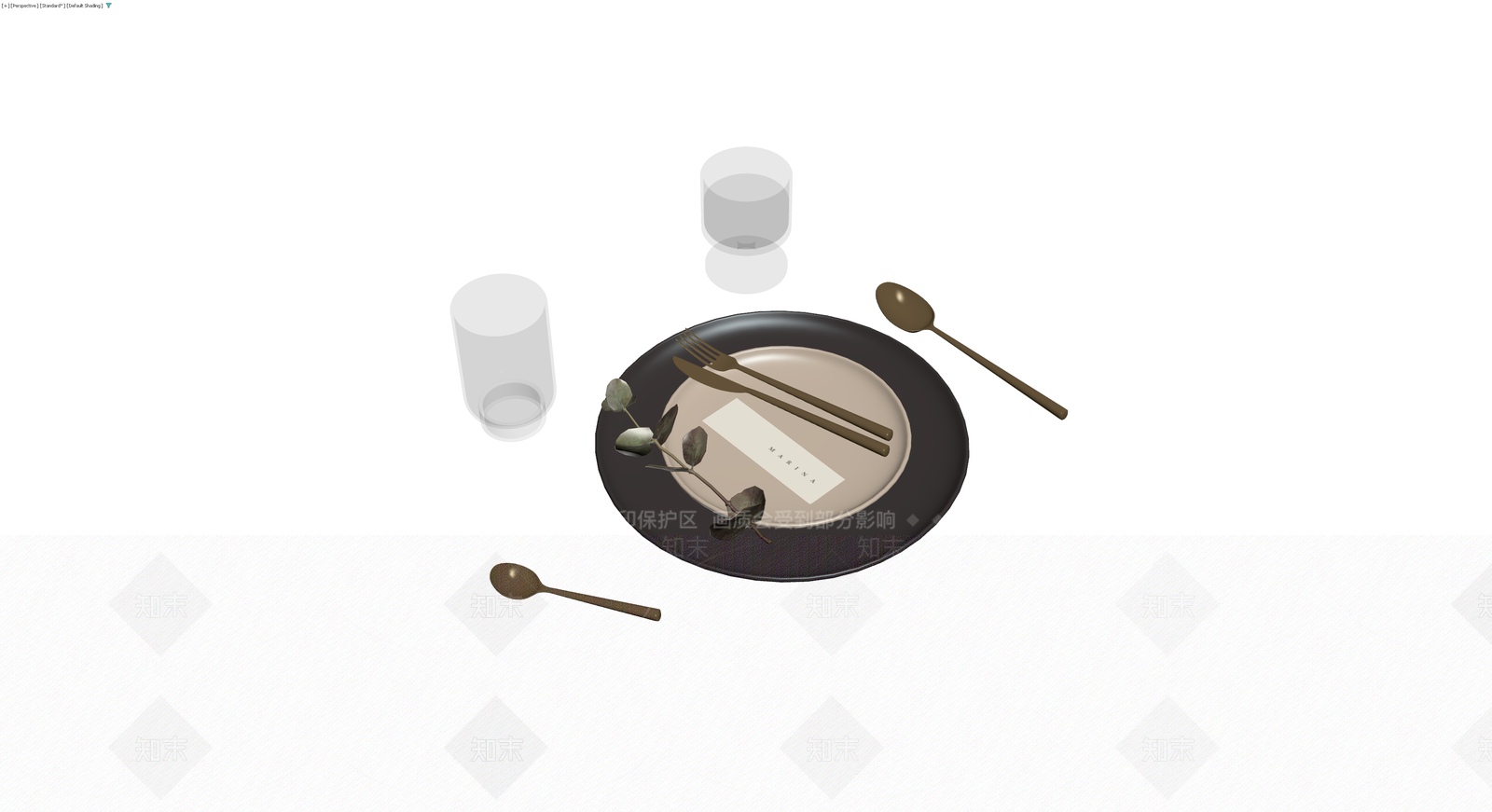 现代风格餐具组合3D模型下载【ID:1229659830】