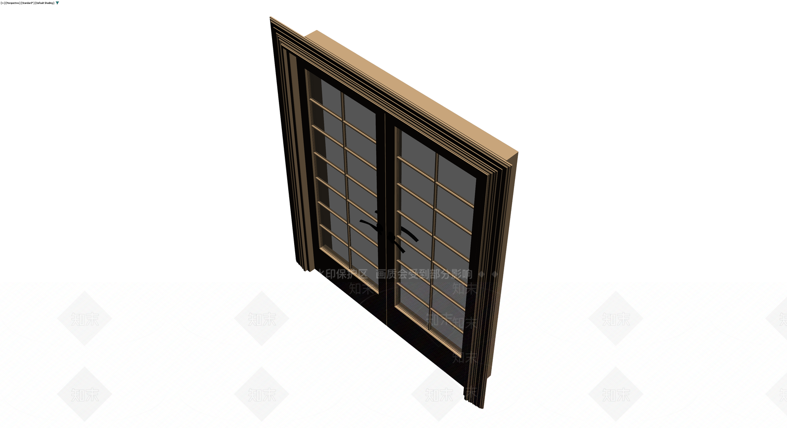 法式双开玻璃门组件3D模型下载【ID:1230580381】
