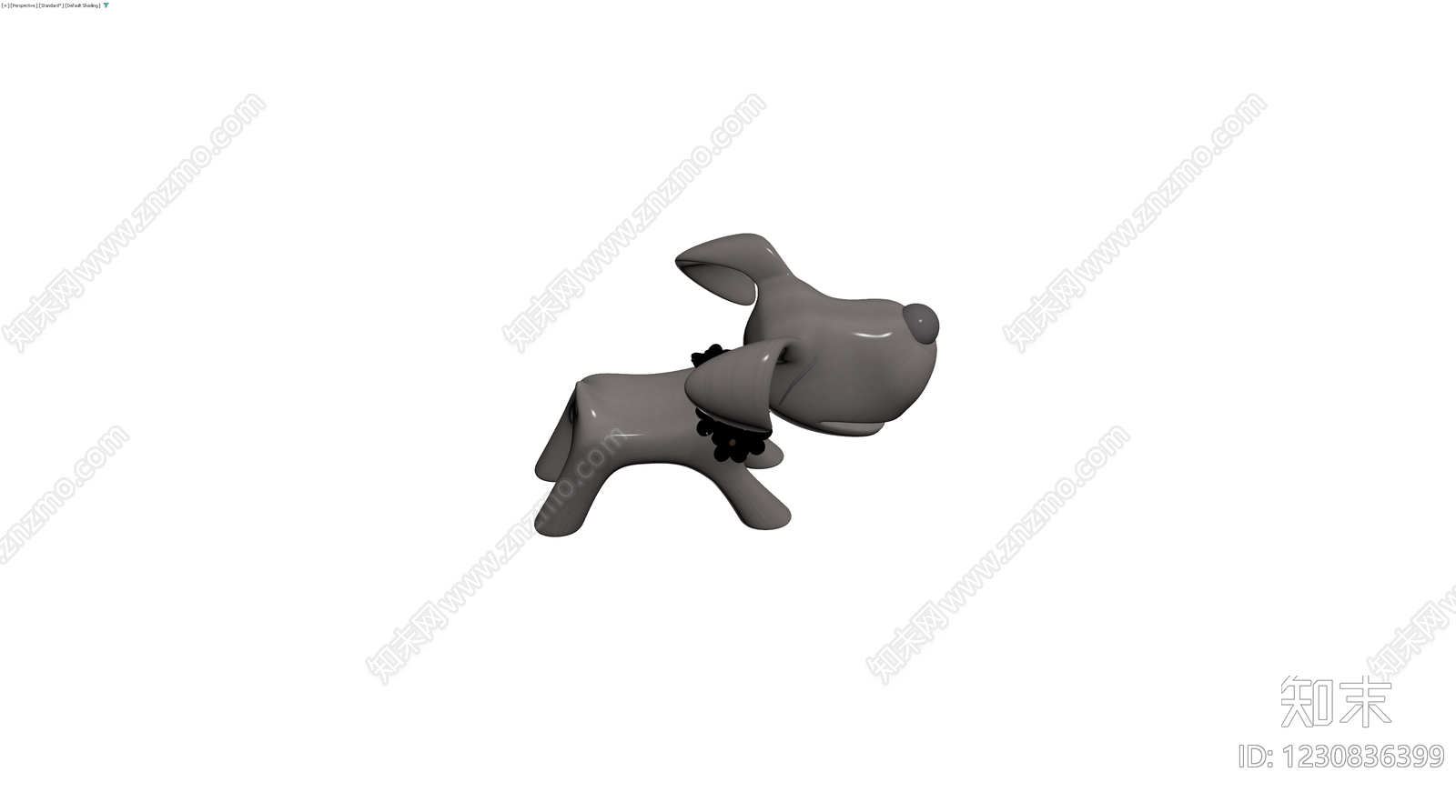 灰色卡通狗雕塑3D模型下载【ID:1230836399】