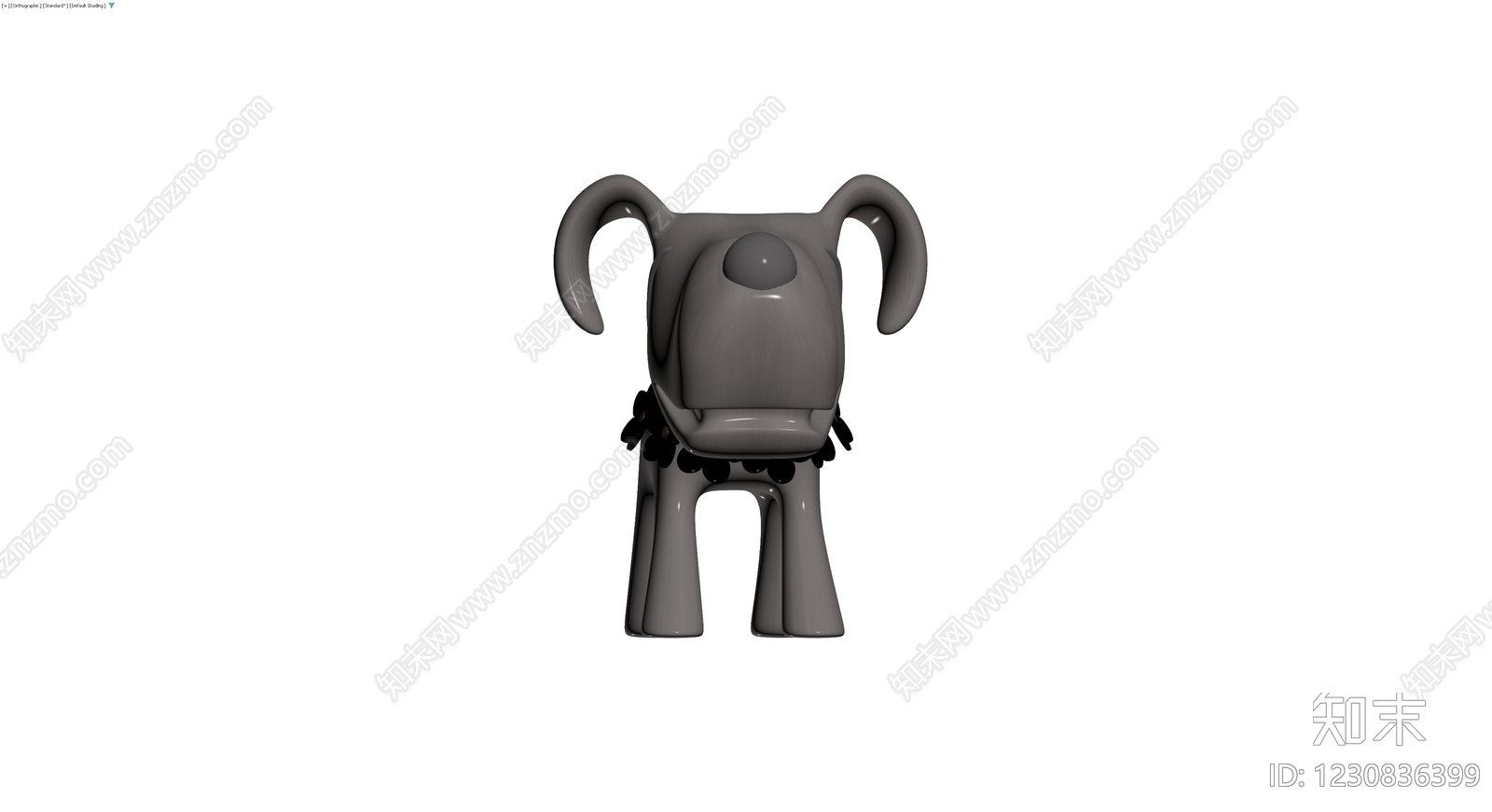 灰色卡通狗雕塑3D模型下载【ID:1230836399】