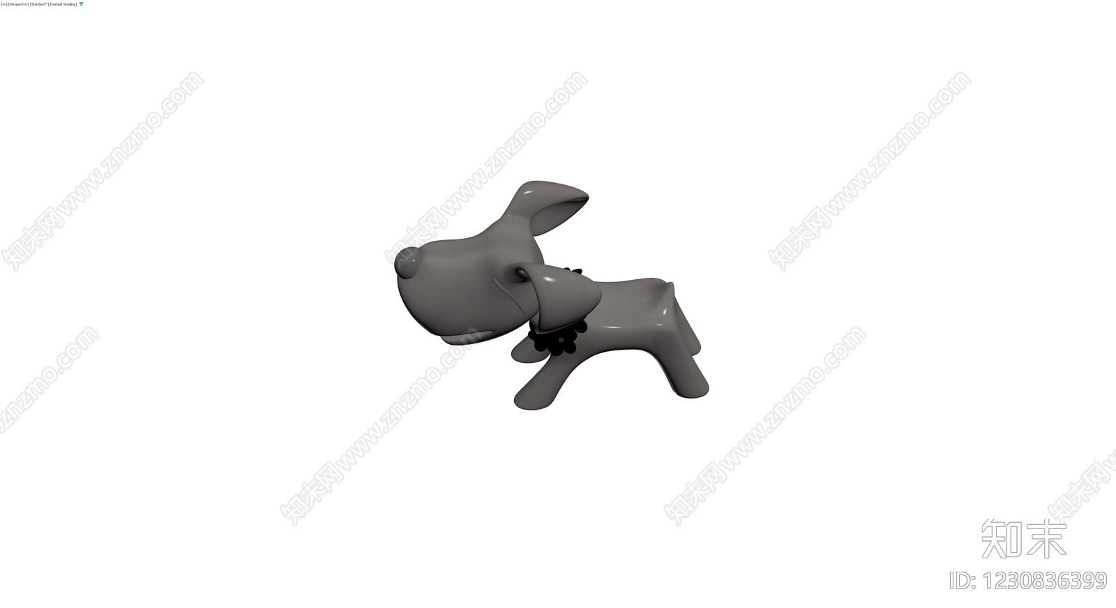灰色卡通狗雕塑3D模型下载【ID:1230836399】
