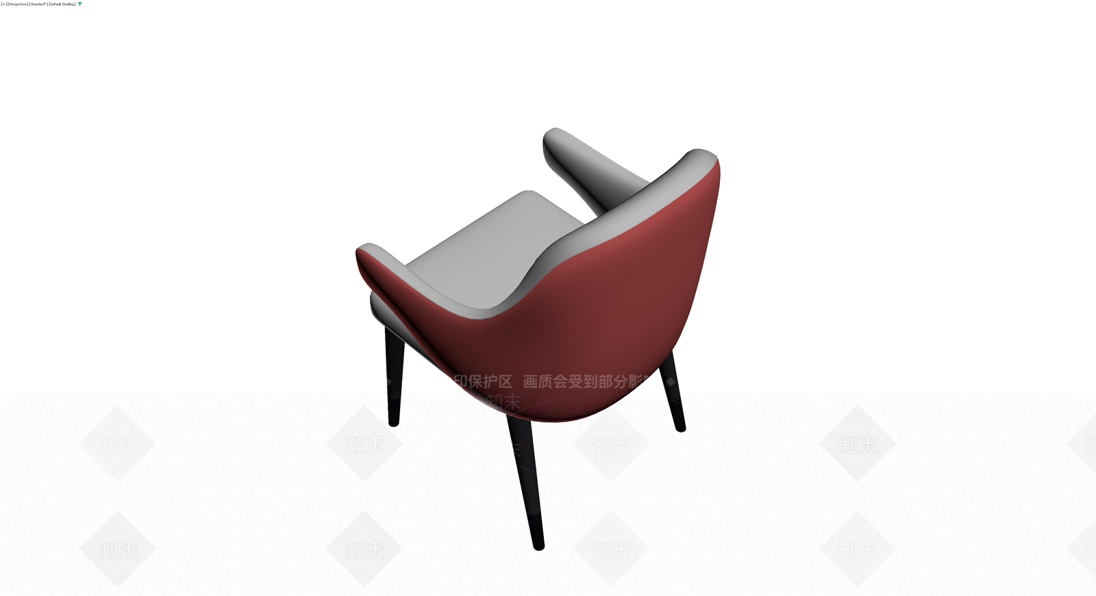 红灰拼色现代扶手椅3D模型下载【ID:1229660770】