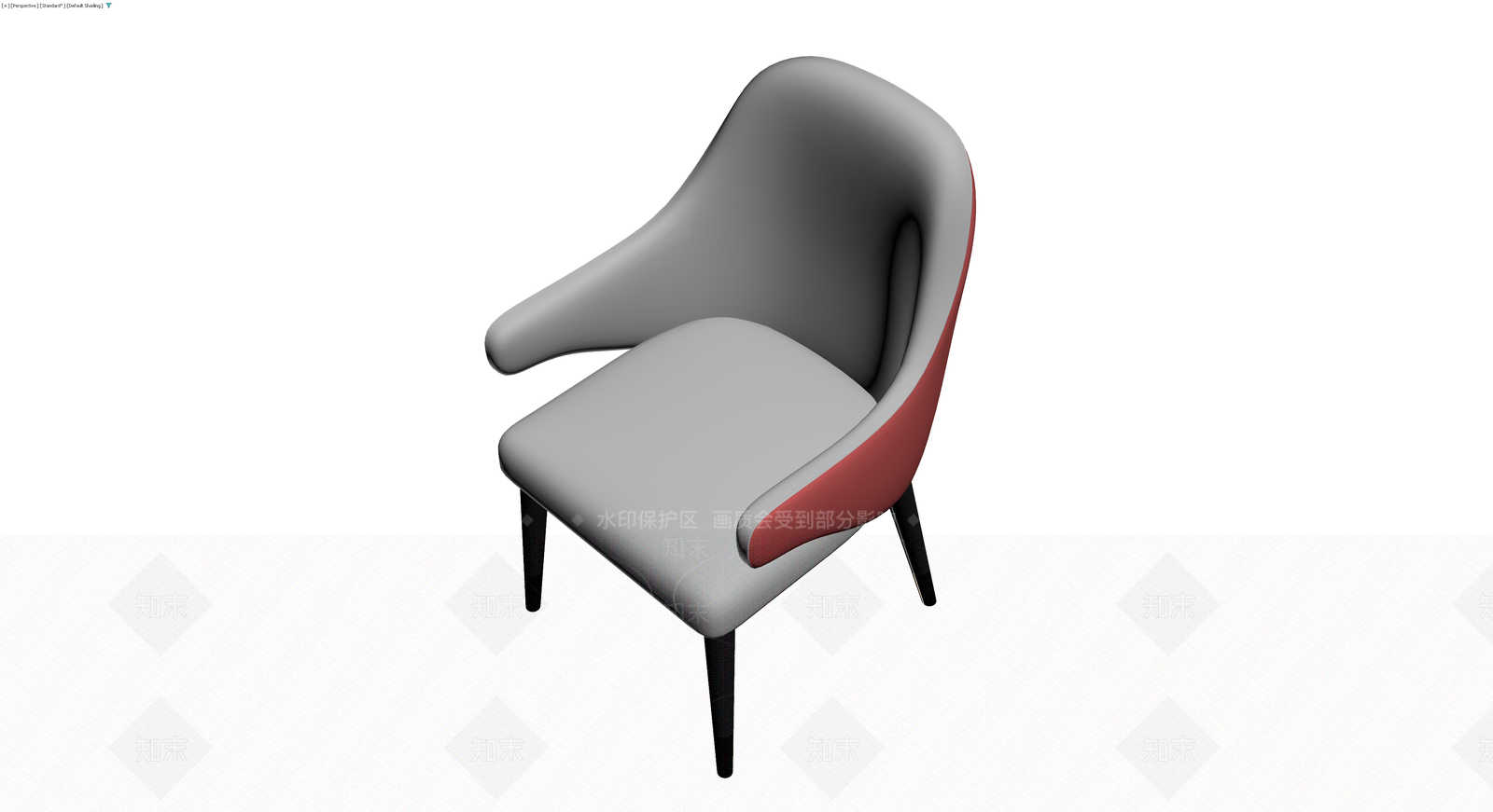 红灰拼色现代扶手椅3D模型下载【ID:1229660770】