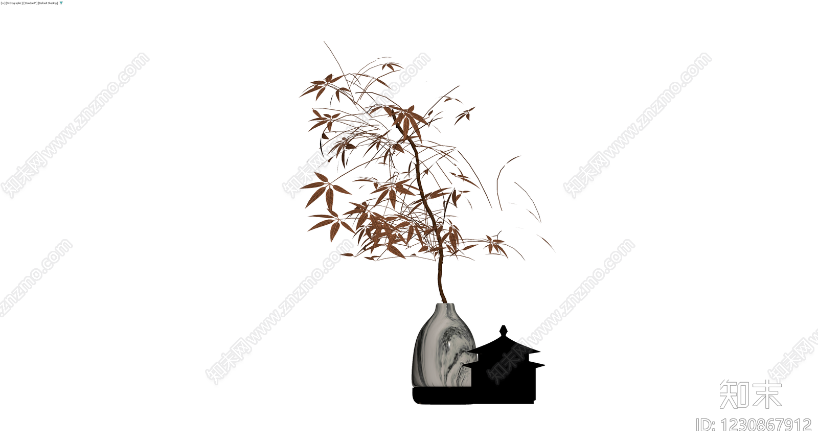 大理石纹花瓶盆栽组合3D模型下载【ID:1230867912】